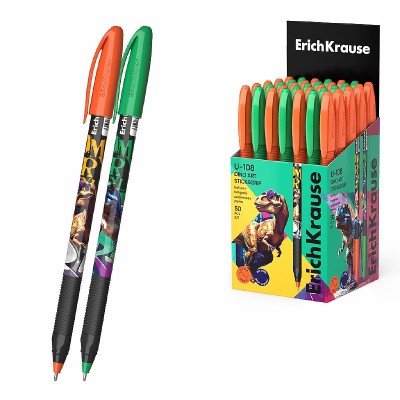 Ручка шариковая ErichKrause U-109 Stick&Grip Dino Art 1.0, Ultra Glide Technology, цвет чернил синий  63109