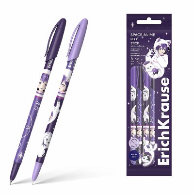 Набор из 4 ручек шариковых ErichKrause Neo® Stick Space Anime 0.7, Super Glide Technology, цвет чернил синий (в пакете) 61015
