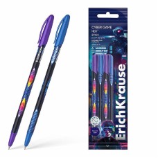 Набор из 4 ручек шариковых ErichKrause Neo® Stick Cyber Game 0.7, Super Glide Technology, цвет чернил синий (в пакете) 61017