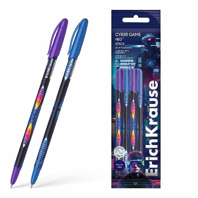 Набор из 4 ручек шариковых ErichKrause Neo® Stick Cyber Game 0.7, Super Glide Technology, цвет чернил синий (в пакете) 61017