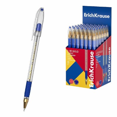 Ручка шариковая ErichKrause L-30 Gold Stick&Grip Classic 0.5, Super Glide Technology, цвет чернил синий  63115