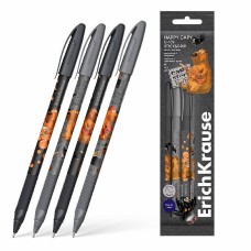 Набор из 4 ручек шариковых ErichKrause U-109 Stick&Grip Happy Capy 1.0, Ultra Glide Technology, цвет чернил синий (в пакете) 61102