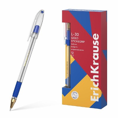 Ручка шариковая ErichKrause L-30 Gold Stick&Grip Classic 0.7, Super Glide Technology, цвет чернил синий  61041