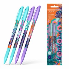 Набор из 4 ручек шариковых ErichKrause U-109 Stick&Grip Tropical 1.0, Ultra Glide Technology, цвет чернил синий (в пакете) 61104
