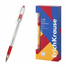 Ручка шариковая ErichKrause L-30 Gold Stick&Grip Classic 0.7, Super Glide Technology, цвет чернил красный  61043