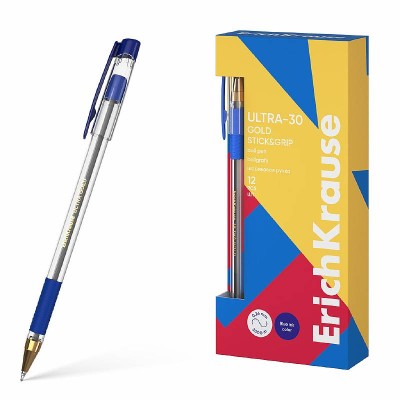 Ручка шариковая ErichKrause ULTRA-30 Gold Stick&Grip Classic 0.7, Super Glide Technology, цвет чернил синий  61109