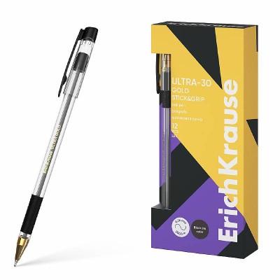 Ручка шариковая ErichKrause ULTRA-30 Gold Stick&Grip Classic 0.7, Super Glide Technology, цвет чернил черный  61111