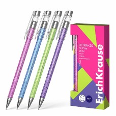 Ручка шариковая ErichKrause ULTRA-20 Stick Glitter 0.7, Super Glide Technology, цвет чернил синий  61032