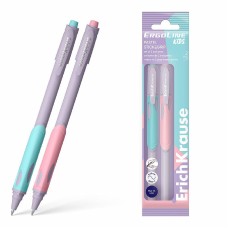 Набор из 2 шариковых ручек ErichKrause ErgoLine® Kids Stick&Grip Pastel 0.5, Super Glide Technology, цвет чернил синий  62040