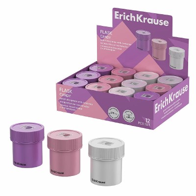 Точилка пластиковая ErichKrause Flask, Candy, с контейнером, ассорти  60050