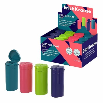 Точилка пластиковая ErichKrause ClickUp Maxi, Reef, с контейнером, ассорти  60070