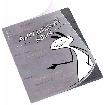 Тетрадь общая ученическая с пластиковой обложкой на скобе ErichKrause Чубрик, Английский язык, 48 листов, клетка 59478