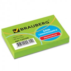 Блок самоклеящийся (стикеры), BRAUBERG, НЕОНОВЫЙ, 76х51 мм, 90 листов, зеленый, 122700