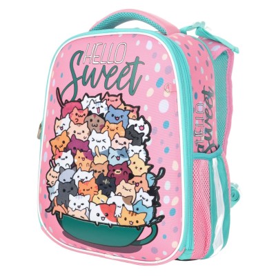 Рюкзак Schoolformat ERGONOMIC 2 FLUFFY KITTENS 19,8 л роз. 38х29х18 см жестк. каркас 2 отд. молния д/девочек 227822