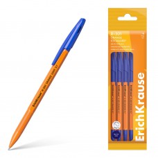 Набор из 4 ручек шариковых ErichKrause R-301 Stick&Grip Orange 0.7, цвет чернил синий (в пакете) 60995