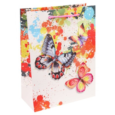 Dream cards Пакет подарочный с мат. лам. Замечательные бабочки 18х24х8.5 см (M),210 г  ПКП-3438