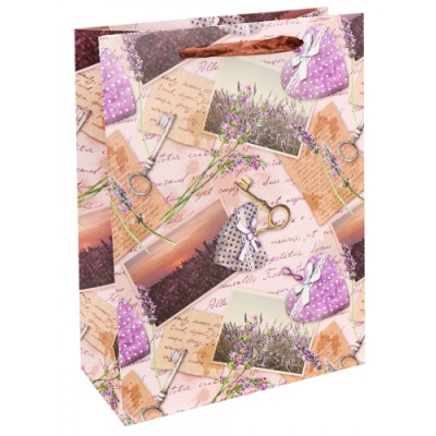 Dream cards Пакет подарочный с мат. лам. Любовь к лаванде 18х24х8.5 см (M),210 г  ПКП-3410