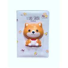 Блокнот детский: "SHIBA СКВИШ"; цветная обложка с рисунком; объёмная фигура сквиш в форме собачки, б МС-7437