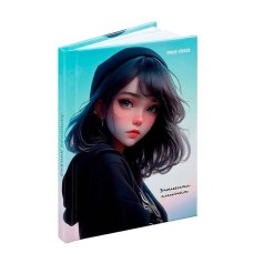 ЗАПИСНАЯ КНИЖКА А7 64л. ДЕВУШКА В ШАПКЕ (64-1683) перепл. 7БЦ, глянц.ламинация 64-1683