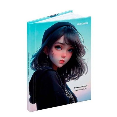 ЗАПИСНАЯ КНИЖКА А7 64л. ДЕВУШКА В ШАПКЕ (64-1683) перепл. 7БЦ, глянц.ламинация 64-1683