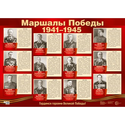 ПЛ-15036 Демонстрационный плакат А2. Маршалы Победы, 4630112029161