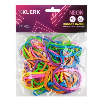 Банковская резинка 50г диаметр 43мм Neon KLERK 231703 ассорти 231703