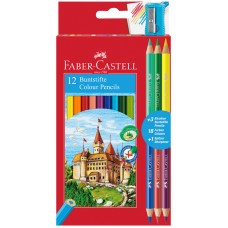 Карандаши Faber-Castell "Замок", 18цв., 12+3шт., заточен., картон, европодвес, с точилкой Faber-Castell 077521