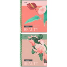Тетрадь КЛЕТКА А5, 96л. НЕЖНЫЕ ЦВЕТЫ-9 (96-1616) цвет.спир,цвет.мел.обл, софт-тач ТМ"Collezione" 96-1616