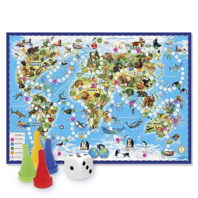 Игра-ходилка с фишками. Животный мир Земли. 59,5х42 см.