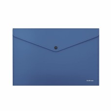 Папка-конверт на кнопке пластиковая ErichKrause Fizzy Classic, A4, непрозрачный, синий 50177