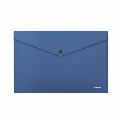 Папка-конверт на кнопке пластиковая ErichKrause Fizzy Classic, A4, непрозрачный, синий 50177