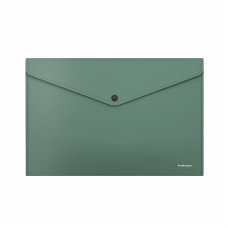 Папка-конверт на кнопке пластиковая ErichKrause Fizzy Classic, A4, непрозрачный, зеленый 1шт 50178
