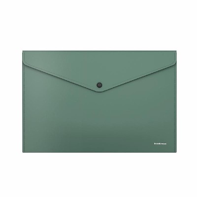 Папка-конверт на кнопке пластиковая ErichKrause Fizzy Classic, A4, непрозрачный, зеленый 1шт 50178