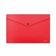 Папка-конверт на кнопке пластиковая ErichKrause Fizzy Classic, A4, непрозрачный, красный 50175