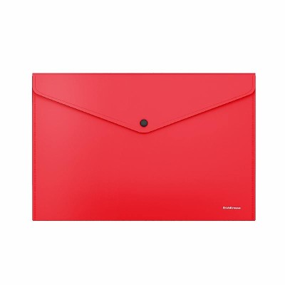 Папка-конверт на кнопке пластиковая ErichKrause Fizzy Classic, A4, непрозрачный, красный 50175