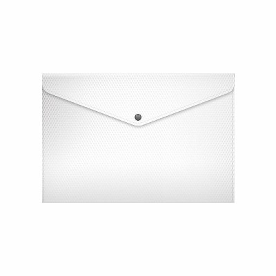 Папка-конверт на кнопке пластиковая ErichKrause Diamond Total White, A4, полупрозрачный, белый 54895