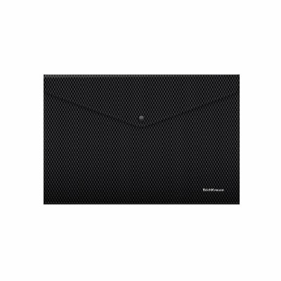 Папка-конверт на кнопке пластиковая ErichKrause Diamond Total Black, A4, непрозрачный, черный 54877