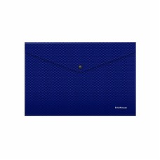 Папка-конверт на кнопке пластиковая ErichKrause Diamond Total Blue, A4, полупрозрачный, синий 54878