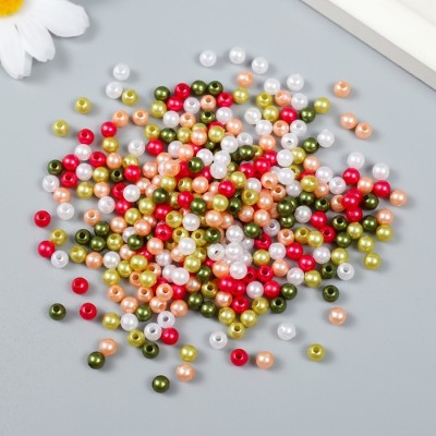 Бусины для творчества пластик "Новогодние цвета" набор 20 гр d=0,5 см   9294041