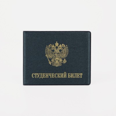 Обложка для студенческого билета, 10,7*0,2*8,4 см, тиснение золото, черный 9305164