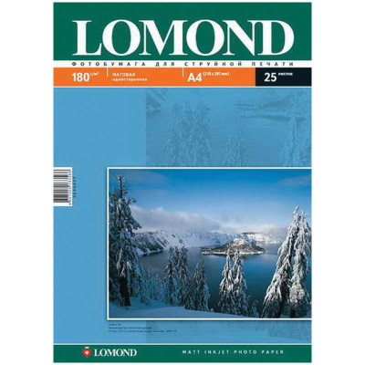 Фотобумага А4 для стр. принтеров Lomond, 180г/м2 (25л) мат.одн. 078291