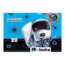 АЛЬБОМ для рисования 20л А4ф на скобе серия -IRobots-5видов 20А4В 050093