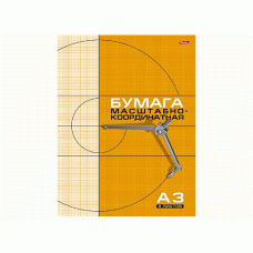Бумага масштабно-координатная, А3,8 листов,оранж. сетка, 008821 ХАТБЕР A06392