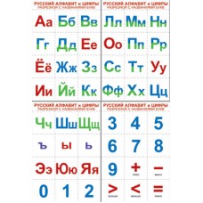 Комплект познавательных мини-плакатов. Русский алфавит с названиями букв и цифры - разре 00-00002861