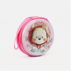 Кошелек дет 13-01-07, 7*3,3*7 см, круглый, на молнии, "Лев", розовый   9579852