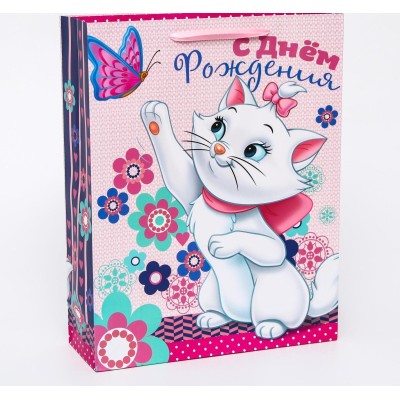 Пакет ламинат вертикальный "С Днем Рождения ", Кошечка Мари ,31 х 40 х 11 см 1433339