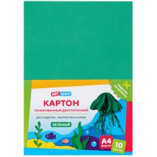 Картон цветной А4, ArtSpace, 10л., тонированный, зеленый, 180г/м2 315302