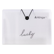 Папка-картотека на пуговице  Alingar, A4, "Lucky", 325х235х20 мм, 500 мкм,13 отделений, наклейки-разделители, прозрачная, матовая, текстура AL11379