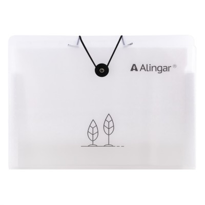 Папка-картотека на пуговице  Alingar, A4, "Tree", 325х235х20 мм, 500 мкм,13 отделений, наклейки-разделители, прозрачная, матовая, текстура AL11378