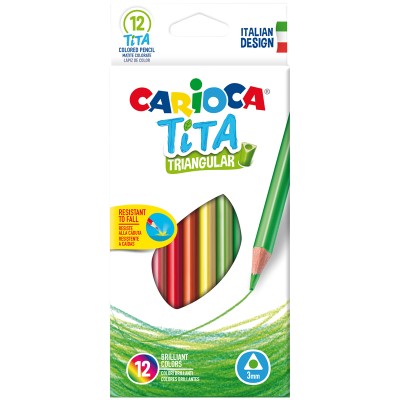 Карандаши цветные пластиковые Carioca "Tita", 12цв., трехгран., заточен., картон, европодвес 262579